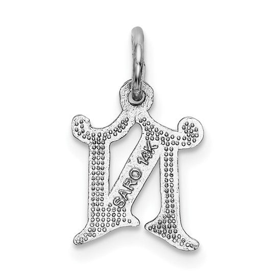 14KT White Gold Diamond-cut Letter N Initial Charm