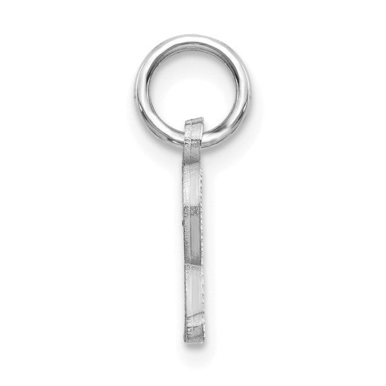 14KT White Gold Diamond-cut Letter R Initial Charm