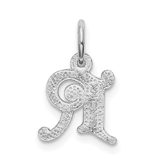 14KT White Gold Diamond-cut Letter R Initial Charm