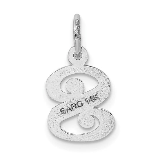 14KT White Gold Diamond-cut Letter S Initial Charm