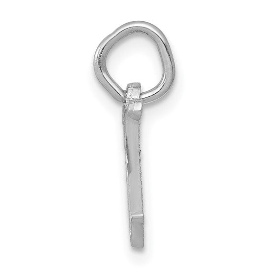 14KT White Gold Diamond-cut Letter W Initial Charm