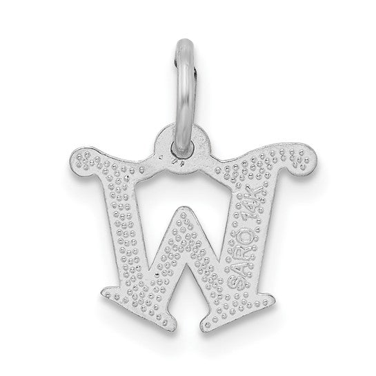 14KT White Gold Diamond-cut Letter W Initial Charm