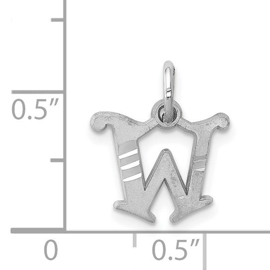 14KT White Gold Diamond-cut Letter W Initial Charm