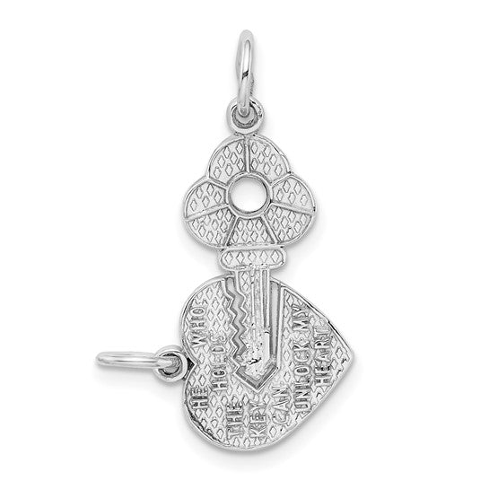14kt White Gold Key and Heart Break-apart Charm