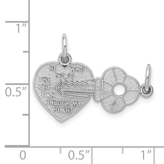 14kt White Gold Key and Heart Break-apart Charm