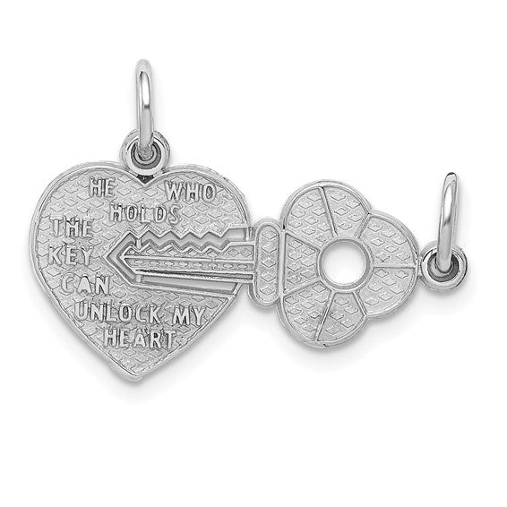 14kt White Gold Key and Heart Break-apart Charm