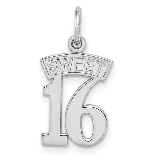 14kt White Gold SWEET 16 Charm