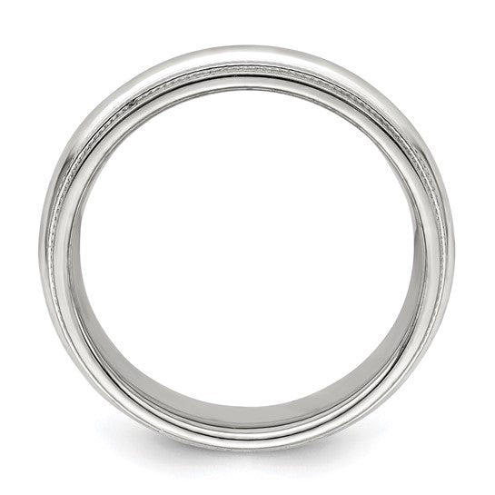 10kt White Gold 6mm Double Milgrain Comfort Fit Wedding Band Size 9