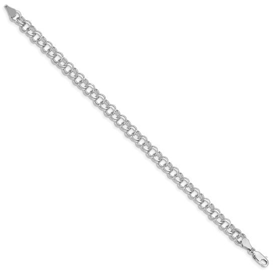 14KT White Gold Double Link Charm Bracelet