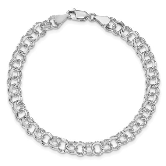14KT White Gold Double Link Charm Bracelet