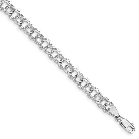 14KT White Gold Double Link Charm Bracelet