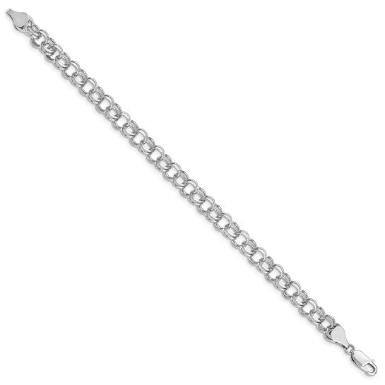 14kt White Gold Double Link Charm Bracelet