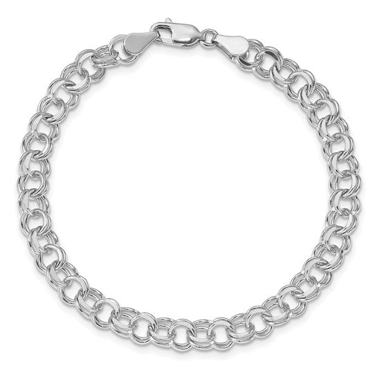14kt White Gold Double Link Charm Bracelet