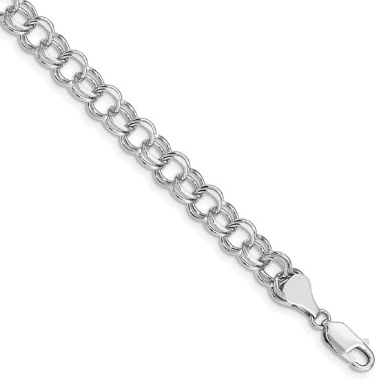 14kt White Gold Double Link Charm Bracelet