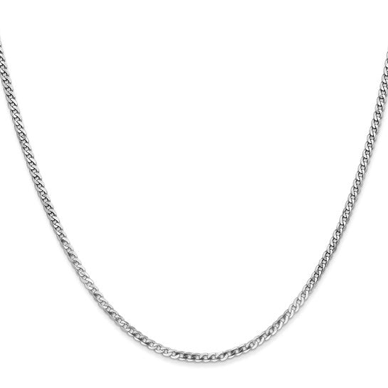 14kt White Gold 2.2mm Flat Beveled Curb Chain