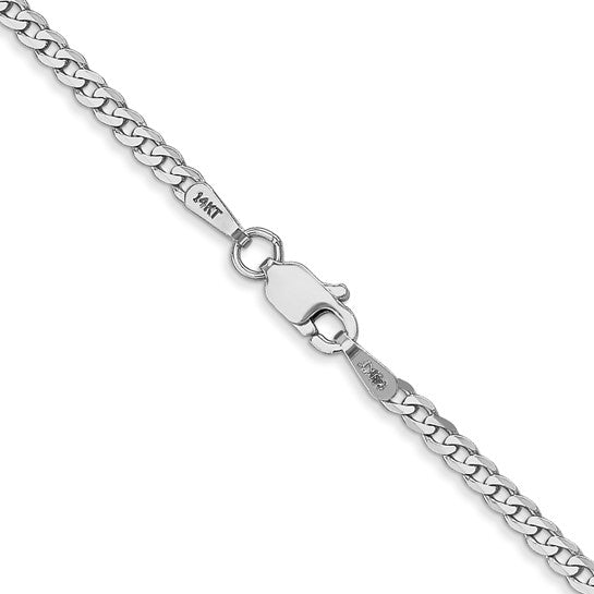14kt White Gold 2.2mm Flat Beveled Curb Chain