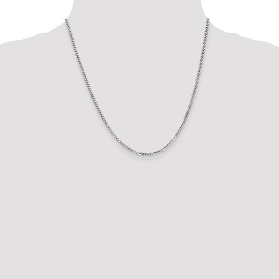 14kt White Gold 2.2mm Flat Beveled Curb Chain