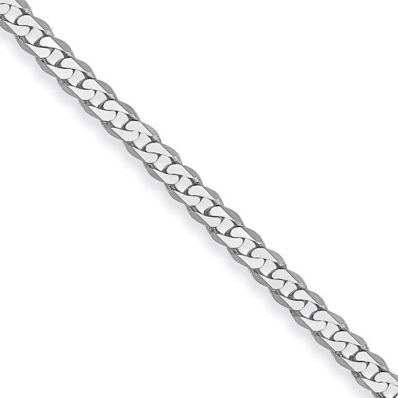 14kt White Gold 2.2mm Flat Beveled Curb Chain