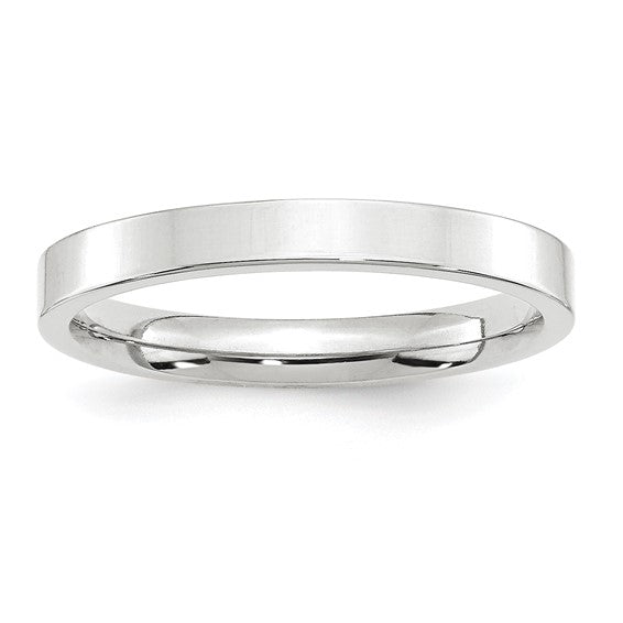10kt White Gold 3mm Standard Weight Flat Comfort Fit Wedding Band Size 4