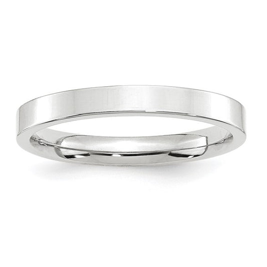 10kt White Gold 3mm Standard Weight Flat Comfort Fit Wedding Band Size 4