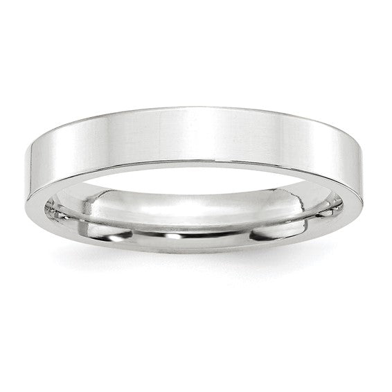 10kt White Gold 4mm Standard Weight Flat Comfort Fit Wedding Band Size 10