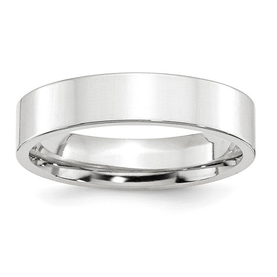 14kt White Gold 5mm Standard Weight Flat Comfort Fit Wedding Band Size 9