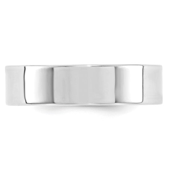 14kt White Gold 6mm Standard Weight Flat Comfort Fit Wedding Band Size 8.5