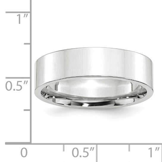 14kt White Gold 6mm Standard Weight Flat Comfort Fit Wedding Band Size 13.5