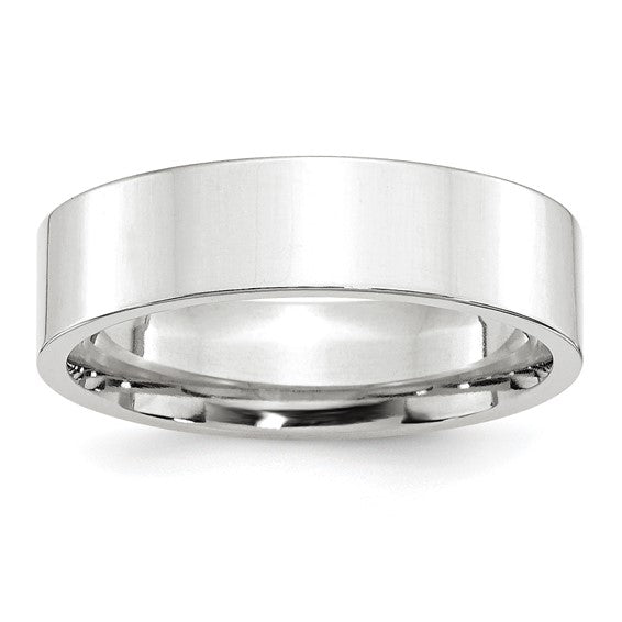 14kt White Gold 6mm Standard Weight Flat Comfort Fit Wedding Band Size 13.5