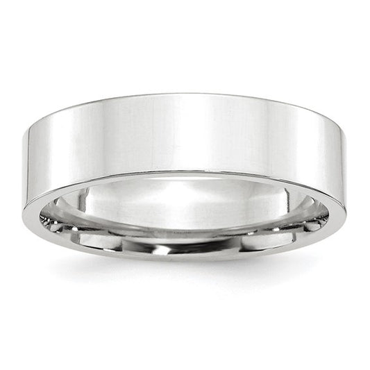 14kt White Gold 6mm Standard Weight Flat Comfort Fit Wedding Band Size 5.5
