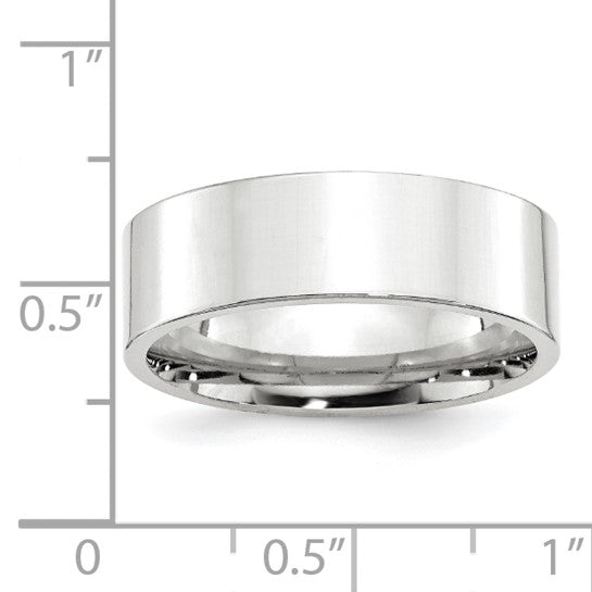 14kt White Gold 7mm Standard Weight Flat Comfort Fit Wedding Band Size 13.5