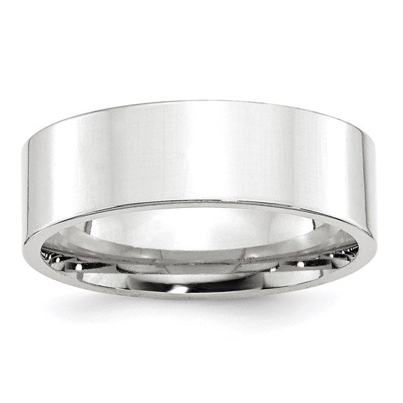 14kt White Gold 7mm Standard Weight Flat Comfort Fit Wedding Band Size 13.5