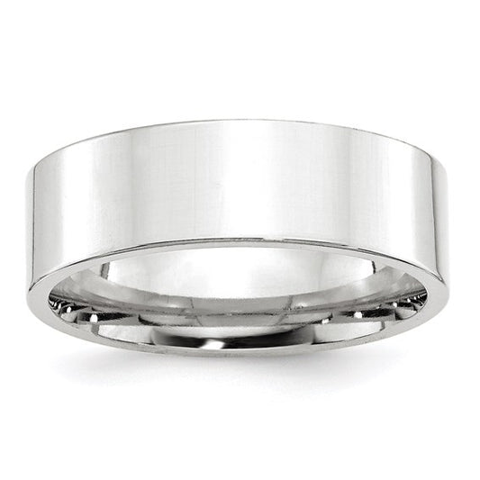 10kt White Gold 7mm Standard Weight Flat Comfort Fit Wedding Band Size 9