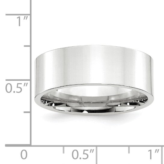 14kt White Gold 8mm Standard Weight Flat Comfort Fit Wedding Band Size 11.5