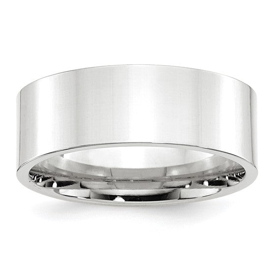 14kt White Gold 8mm Standard Weight Flat Comfort Fit Wedding Band Size 11