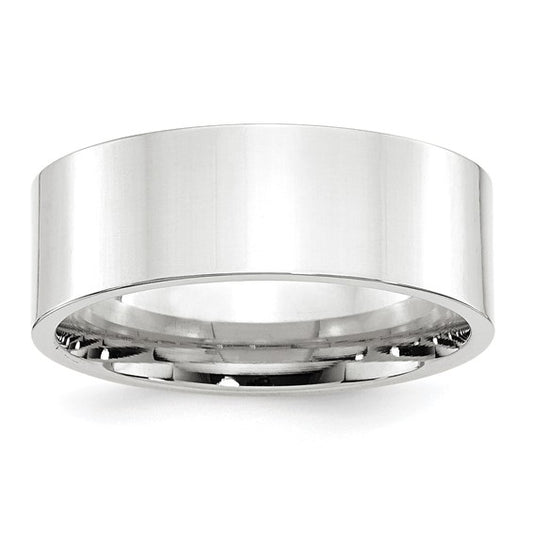 14kt White Gold 8mm Standard Weight Flat Comfort Fit Wedding Band Size 11.5