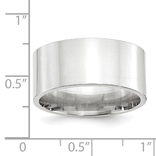 10kt White Gold 10mm Standard Weight Flat Comfort Fit Wedding Band Size 9.5