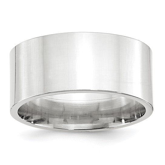 10kt White Gold 10mm Standard Weight Flat Comfort Fit Wedding Band Size 8