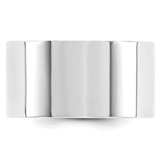 10kt White Gold 12mm Standard Weight Flat Comfort Fit Wedding Band Size 5.5