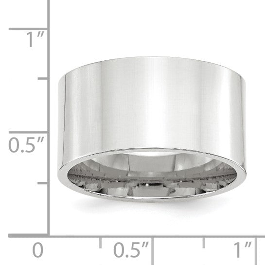 10kt White Gold 12mm Standard Weight Flat Comfort Fit Wedding Band Size 12