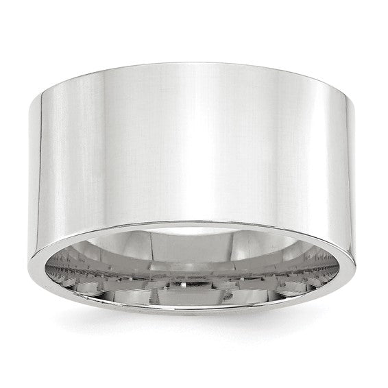 10kt White Gold 12mm Standard Weight Flat Comfort Fit Wedding Band Size 10