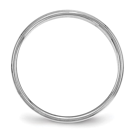 14kt White Gold 4mm Flat with Step Edge Wedding Band Size 6