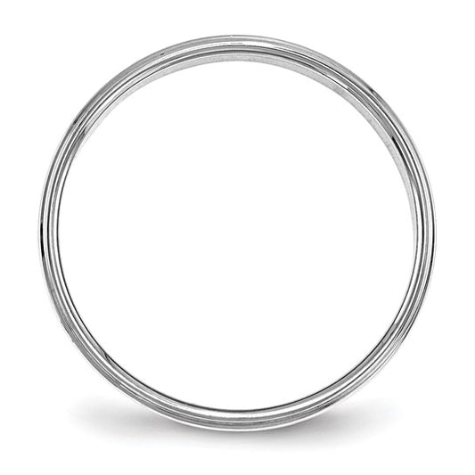 14kt White Gold 4mm Flat with Step Edge Wedding Band Size 6