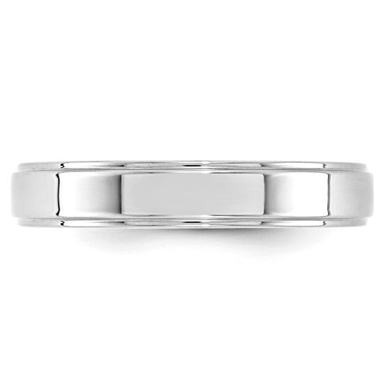 14kt White Gold 4mm Flat with Step Edge Wedding Band Size 5