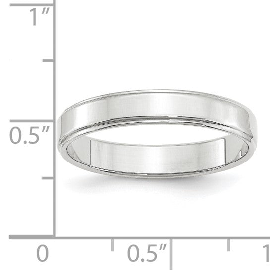 14kt White Gold 4mm Flat with Step Edge Wedding Band Size 5