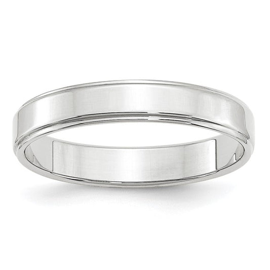 14kt White Gold 4mm Flat with Step Edge Wedding Band Size 5