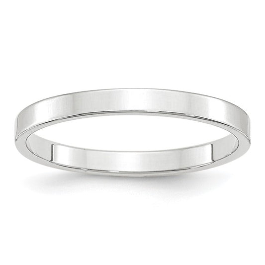 10kt White Gold 2.5mm Lightweight Flat Wedding Band Size 14