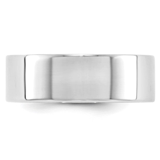 10kt White Gold 7mm Lightweight Flat Wedding Band Size 13.5