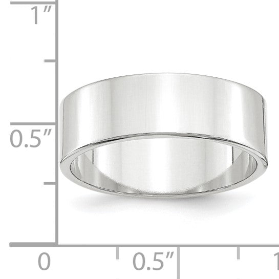 10kt White Gold 7mm Lightweight Flat Wedding Band Size 13.5