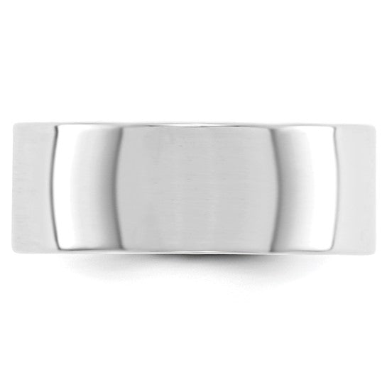 14kt White Gold 8mm Lightweight Flat Wedding Band Size 4.5